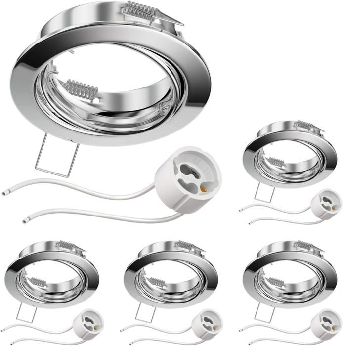 Downlight Encastrable GU10 Pour Plafond - Design Moderne Chrome Blanc Ou Laiton - Compatible Halogène Et LED