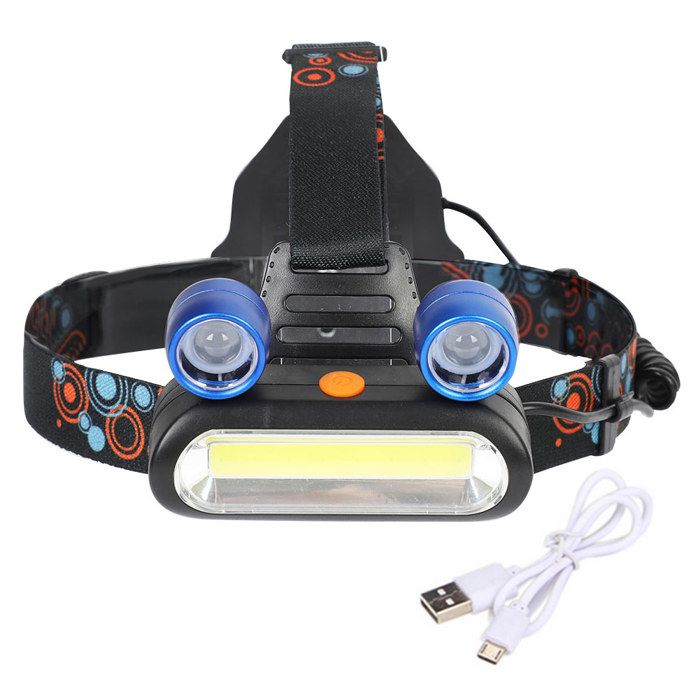 Lampe frontale COB à chargement USB lampe torche dextérieur pour la pêche de nuit et le camping