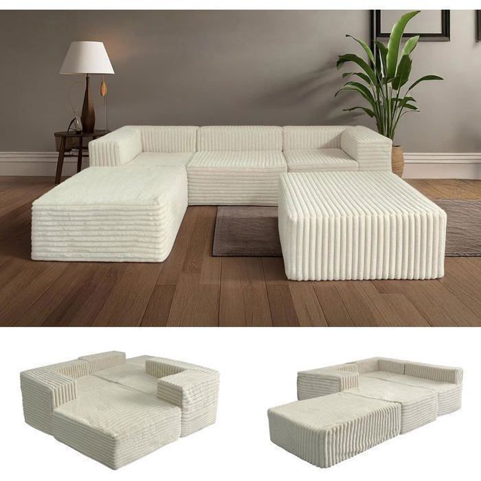VERCART Canapé sectionnel surdimensionné sans os pour salon canapé-lit modulaire en mousse Cloud de 270 cm