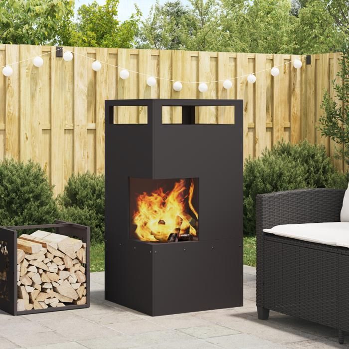 Feu de camp Noir 50x50x100 cm Acier Cdiscount Jardin — free download
