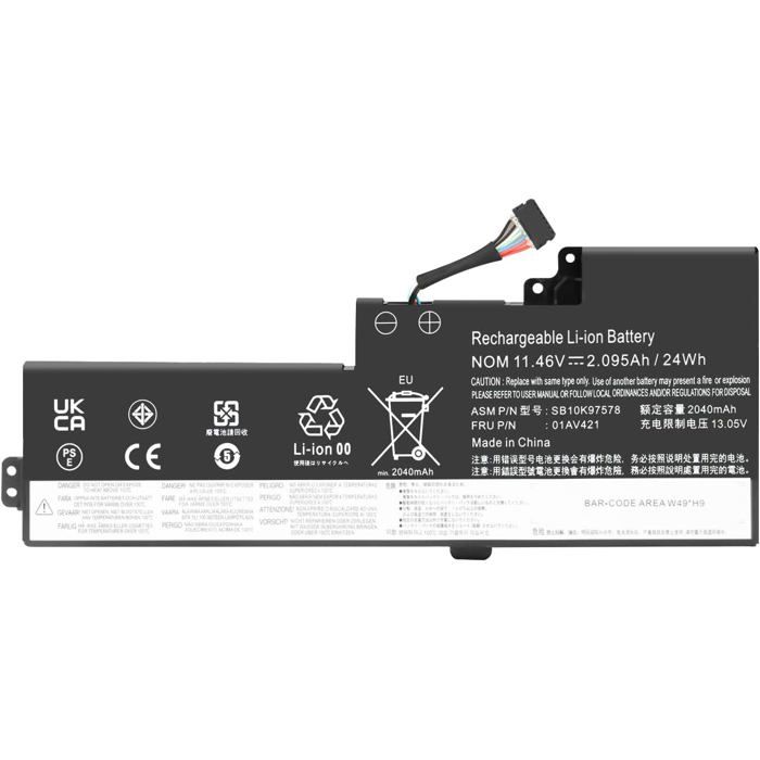 KXRSII 01AV421 01AV419 Laptopaccu – Vervangende Batterij Voor Lenovo ThinkPad T470, T480, A475, A485 En TP25, 11.46V, 24Wh, 3 Cellen