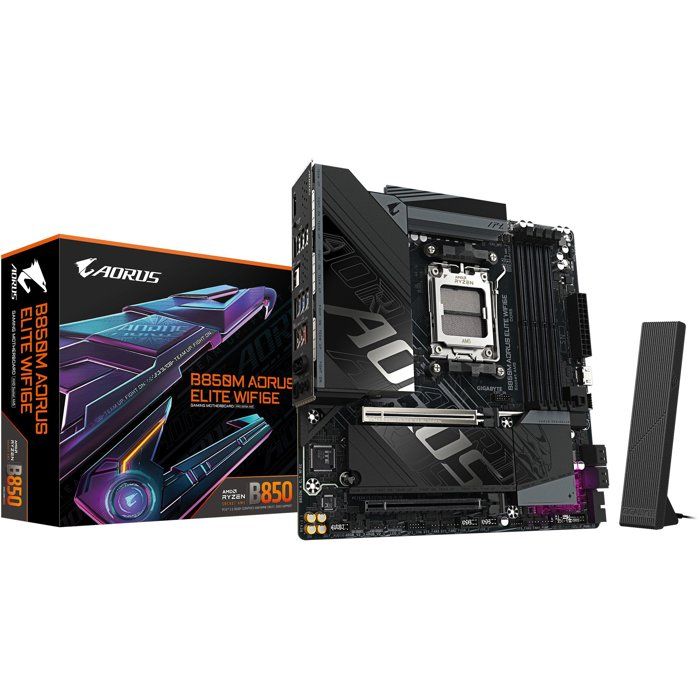 GIGABYTE B850M AORUS ELITE WIFI6E Carte mère Processeurs AMD Ryzen série 9000 VRM numérique 12+2+2 phases jusqu'à 8200 MHz DDR5 O.C. 1x .2 PCIe 5.0 + 1x .2 PCIe 4.0 Wi Fi 6E LAN 2.5 GbE USB 3.2 Gen 2 Neuf - vue 5