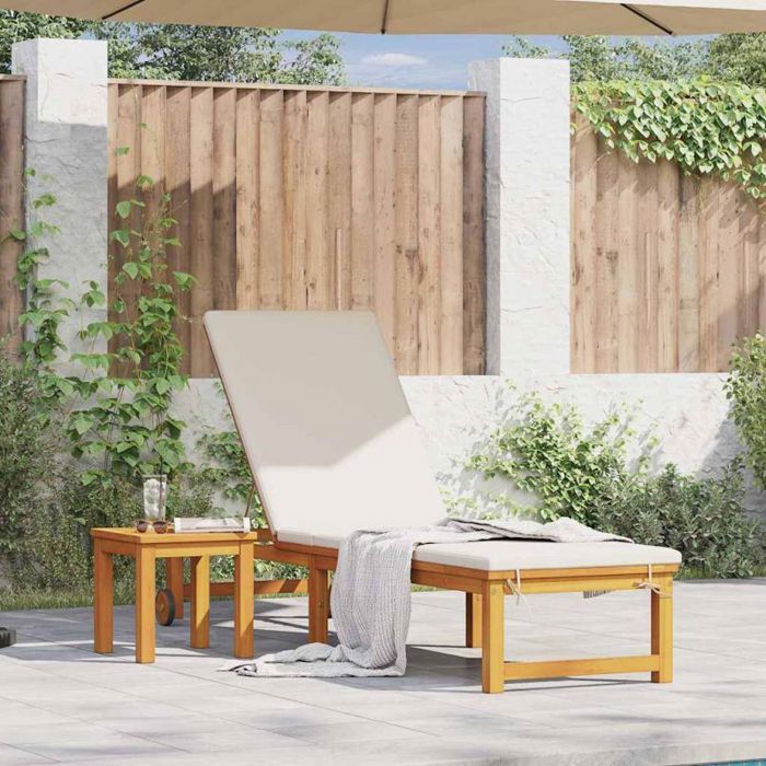 vidaXL Chaise longue en bois d'acacia massif - vue 4
