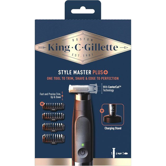 Tondeuse à Barbe - King C. Gillette - King C Gillette - Sans Fil - Étanche - 4 Sabots