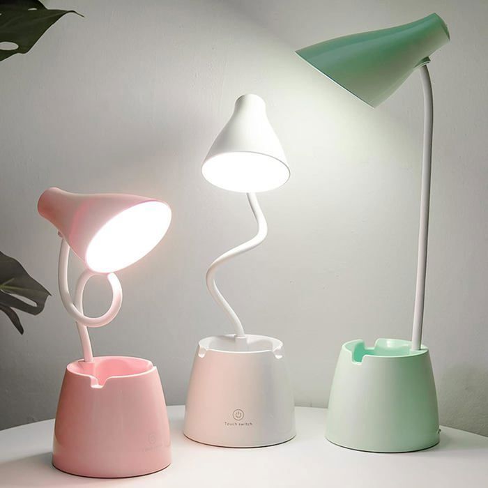 Lampe de bureau LED intensité variable Pour les yeux 3 niveaux de luminosité Rechargeable par USB - Interrupteur tactile（Rose）