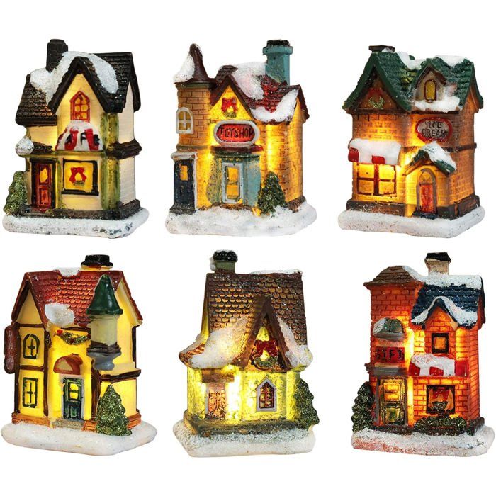 Village De Noel Lumineux Maison De Noël Lumineuse Village De Noël Personnage Lampe Multicolore Déco Noel Miniature Interieu Label
