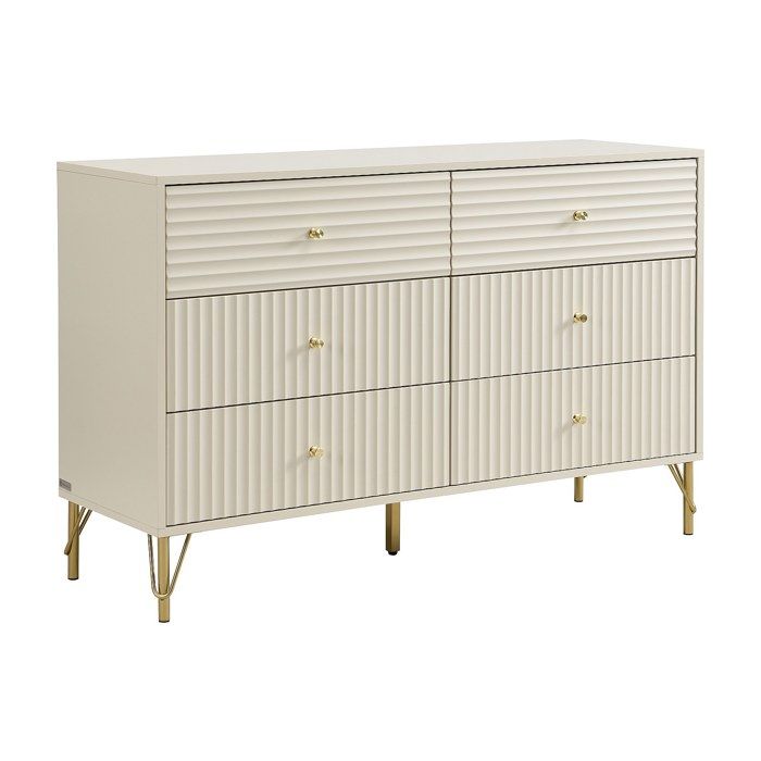 Commode 6 tiroirs - Beige - LOUREO Commode 6 tiroirs - Beige - LOUREO
