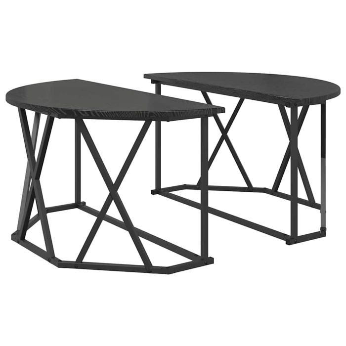 Table basse ronde moderne - vidaXL - Chêne noir - 80x80x42 cm - Bois dingénierie et acier - Finition mate