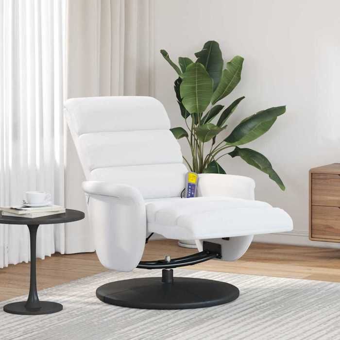 Promo 2026 Fauteuil inclinable Charge 150kg 98x71x106 cm - Fauteuil Releveur Relax Blanc 98x71x106 cm PU 7421