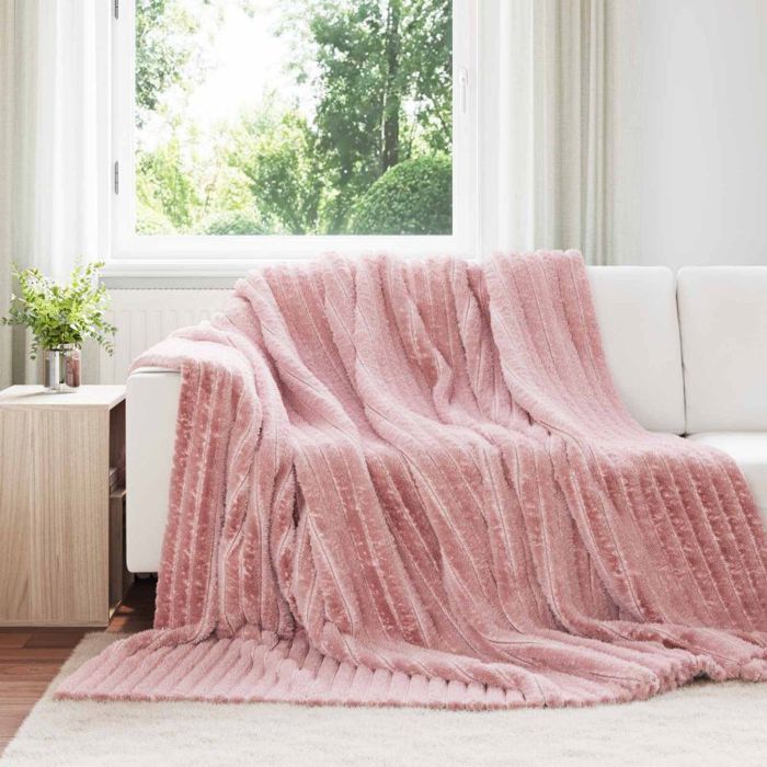 VIDAXL Plaid/Couverture Rose 240 x 220 cm - Polaire Doux Léger et Portable