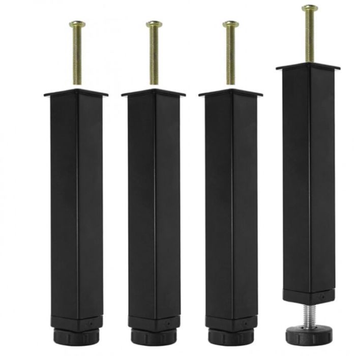 Lot de 4 Pieds pour Sommier à Lattes Métal Pied de Lit à Visser Hauteur réglable de 0-20 mm Pied pour Sommier Liaison Pied