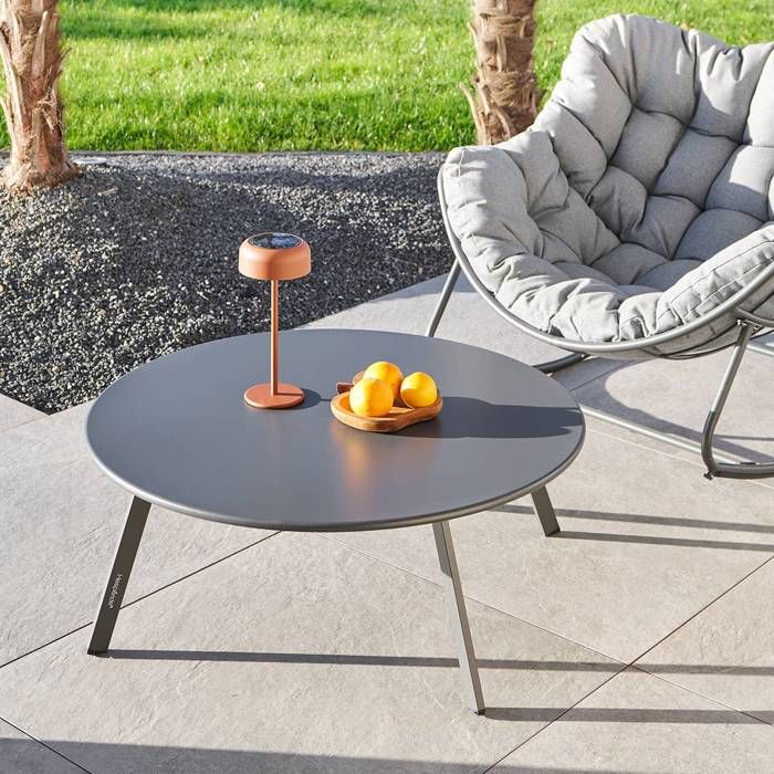 Table dappoint de jardin Saona D90cm gris graphite - Hespéride