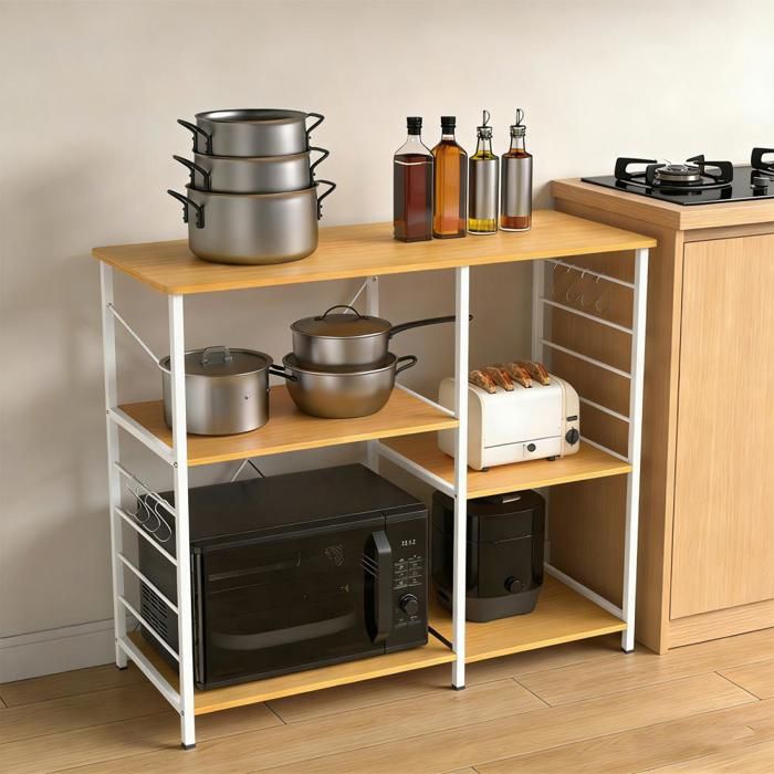 XUANYU.Meubles four micro-ondes - 90x83x39 cm - Étagère De Rangement De Cuisine Pour Salon Cuisine Salle À Manger - Jaune