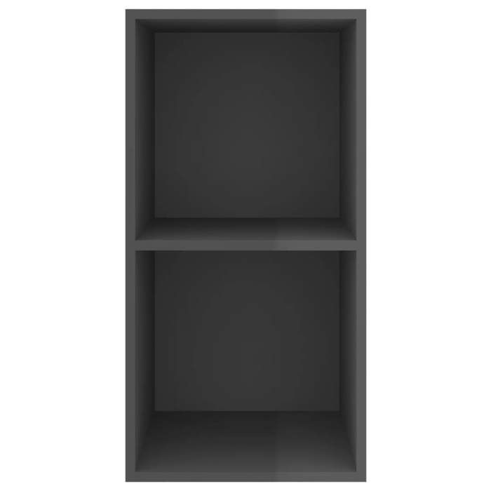 ARMOIRE TV - Gris - Meuble TV mural - 1 PC - Gris brillant 37x37x72 cm Bois d’ingénierie T4589