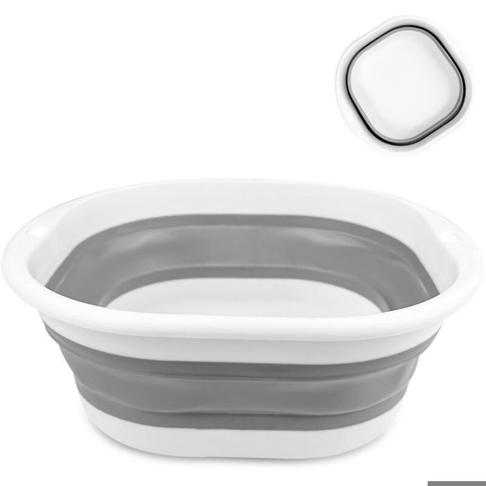 Bassine Pliable Bac de Lavage Seau en Plastique Sceau Retractable Cuvette pour Ménage Lavabo Pliable Petite Bassine Gris