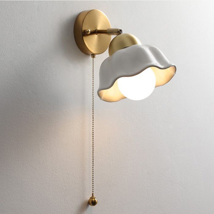 Applique Murale Intérieure avec Interrupteur à Tirette - Industrielle Vintage Lampe Murale en céramique blanch APPLIQUE DINTERIEUR