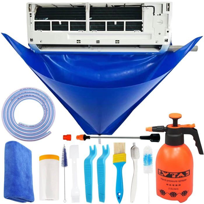 Kit Nettoyage Climatiseur Split - Sac étanche pulvérisateur 2L - Housse PVC outils HVAC - Entretien