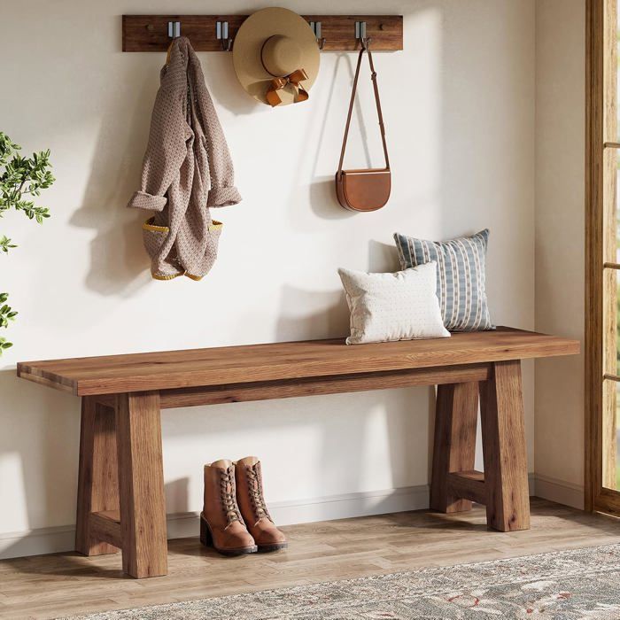Banc dentrée - LITTLE TREE - Style Campagnard - 140×35×45 cm - Bois massif - Marron rustique
