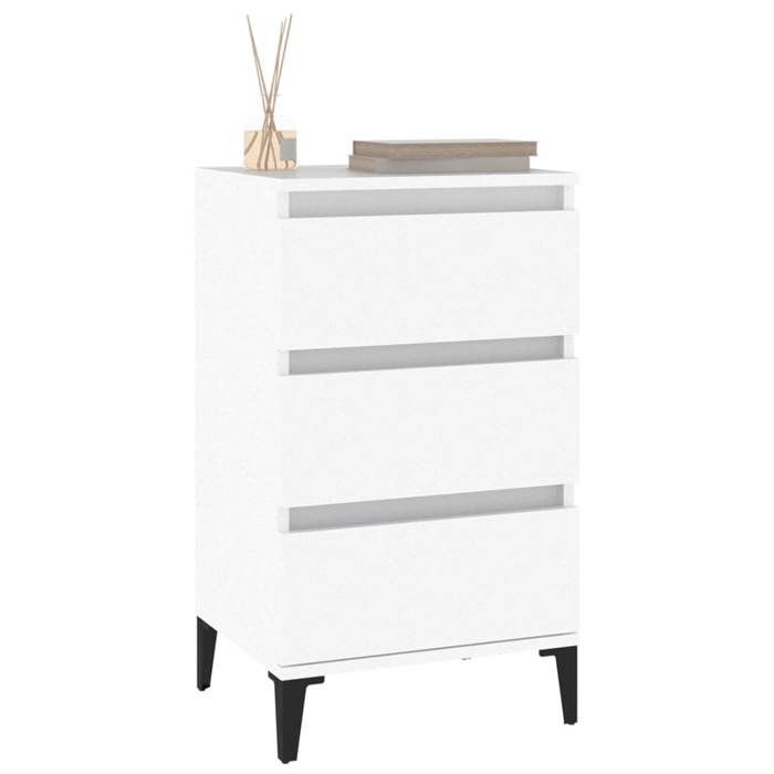 Table de chevet blanc 40x35x70 cm bois d’ingénierie_2 ans garantie_67295