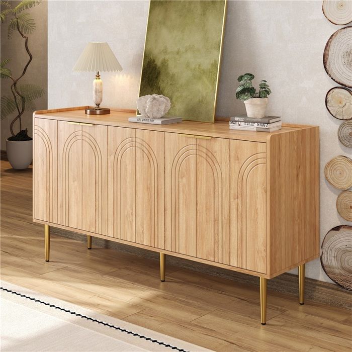 Buffet moderne en bois MDF 140 x 38 x 75 cm rangement salon élégant