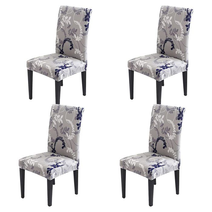 Housse chaise extensible élastique lot 4 ou 6 lavable dossier 45-65 cm assise 38-45 cm salle à manger