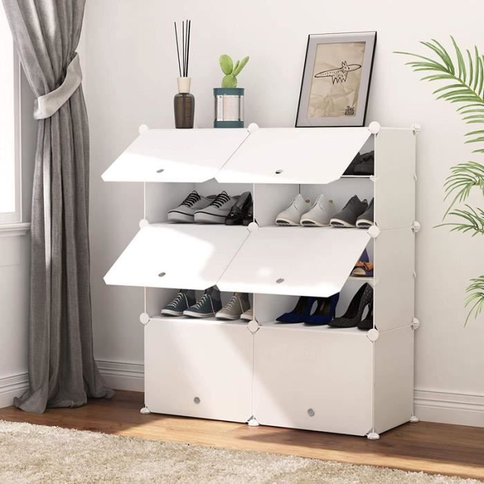meuble à chaussures cubes de rangement modulaires, armoire à chaussures, etagères chaussures,blanc(2-5)