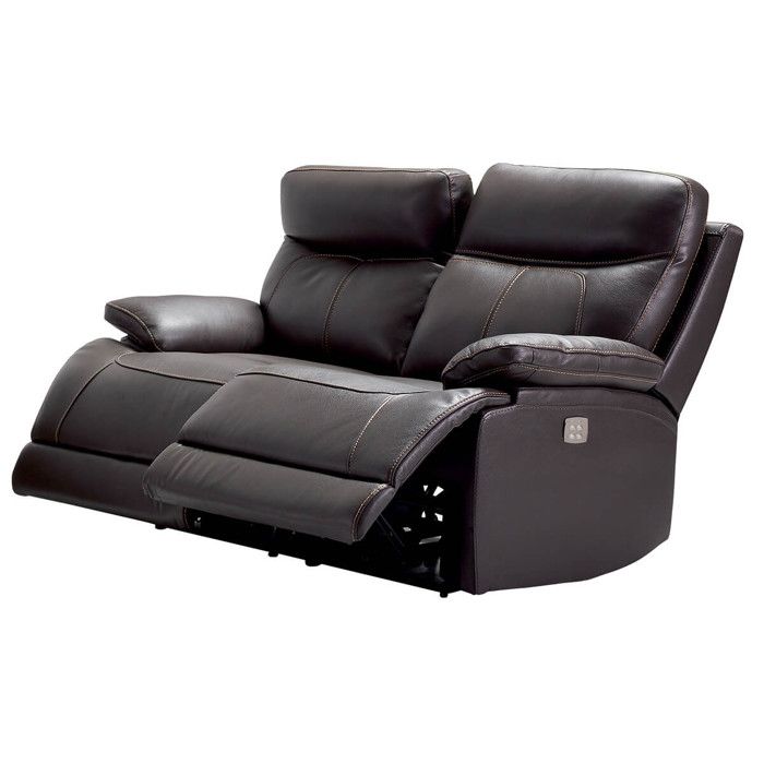 Cordoue - Canapé Relax Electrique 2 Places Cuir Marron