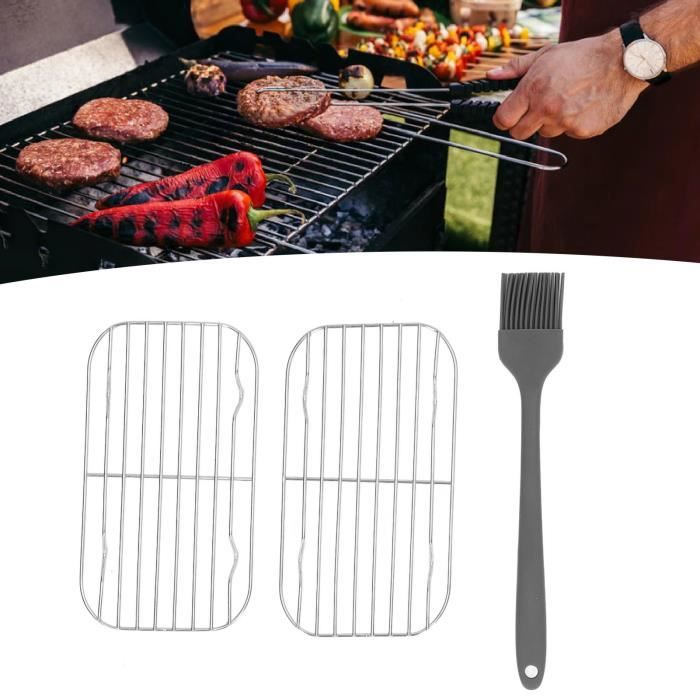 Warmhm Pince Lève-Grille Barbecue 4 Pièces - Poignée Antidérapante Outil Levage Gril - Accessoire Cuisine Plein Air Inox