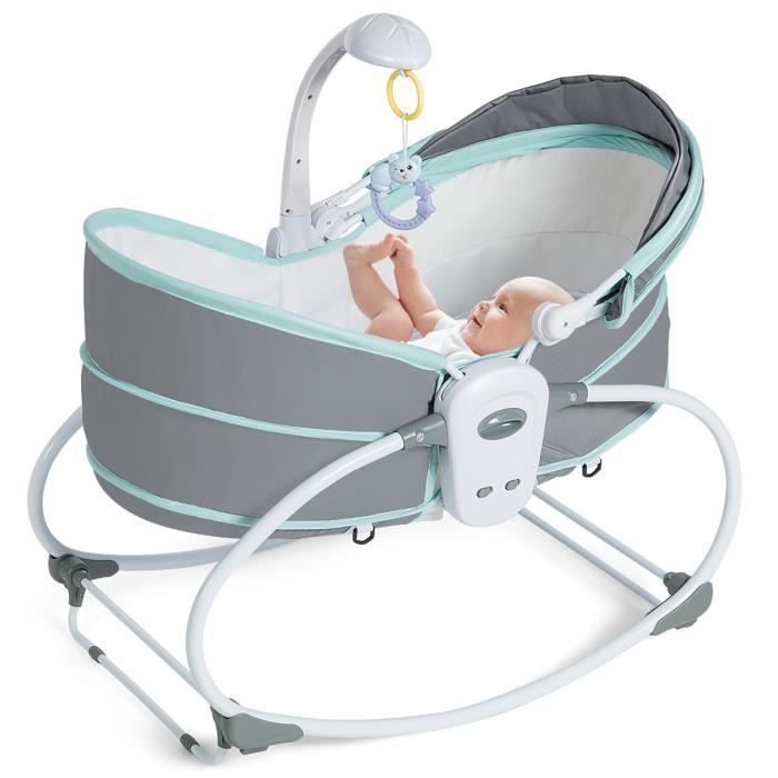 Transat Bebe 5 En 1 Lit Berceau Portable Avec Boite Vibrante Musical Auvent Amovible Brriere Et Dossier Ajustables Pour 0 3ans Vert Cdiscount Puericulture Eveil Bebe