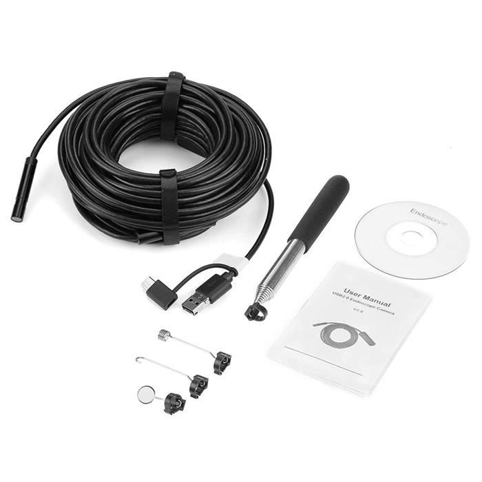 Endoscope étanche Ajustable FS-AN02 - 5.5mm, 2m, 6 LED, IP67, Pour Inspection De Tuyaux, Moteurs, Etc. !