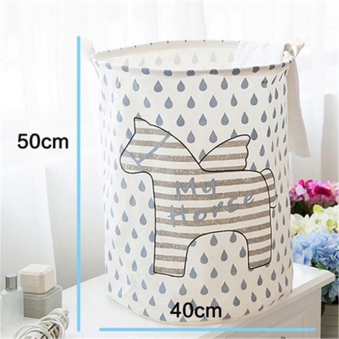 Panier à Linge Portable Pliable Coton Lin - Grand Corbeille Rangement Jouets Et Vêtements | Style 3