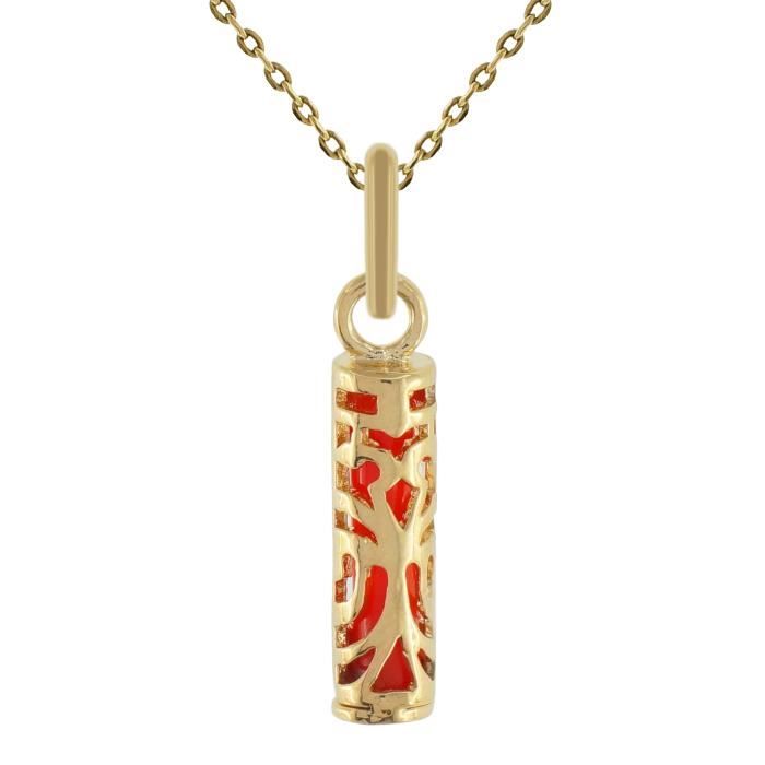 Lot pendentif Tiki Force petit modèle Plaqué Or 18 carats et résine + Chaîne Plaqué Or 50cm