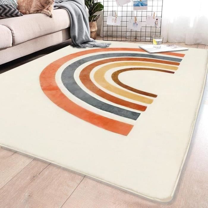 Tapis Salon Rayures Mode Noir Et Blanc 40 X 60 Cm / 15,7 X 23,6 Pouces 3D Imprimé Poils Courts Doux Antidérapant Tapis Facile D'entretien Salon