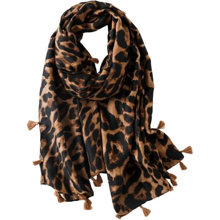 léopard imprimer femmes châle écharpe - pashmina châle foulards etole charpe automne eté hiver elégante chaude accessoires d[j2130]