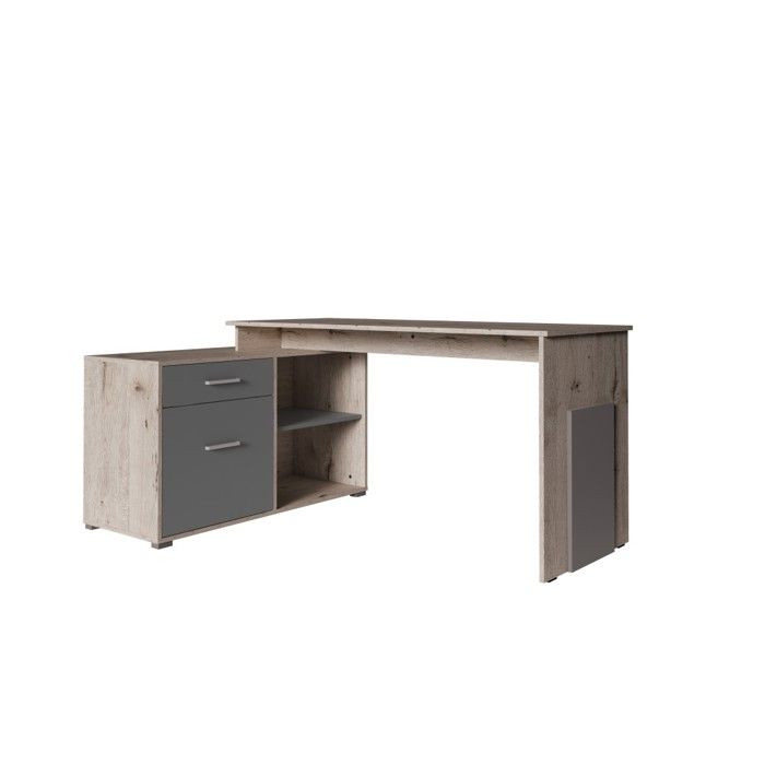 Bureau d'angle - chêne Wellington et gris graphite - Collection COMO ...