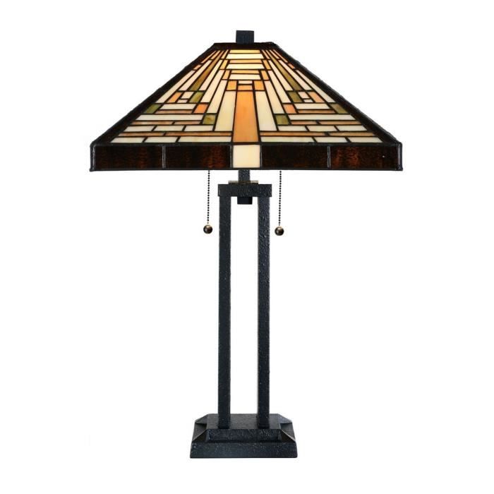 Coloured By Art - Tiffany Lampe - Tiffany Lampe de Table Rising Sun Architecte