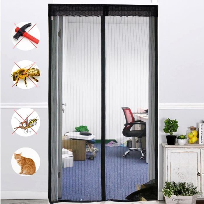 120x220cm Moustiquaire Porte Magnétique Rideau de Porte avec Bande Adhesive Sans Perçage Anti Moustique Insecte Mouche pour Couloirs