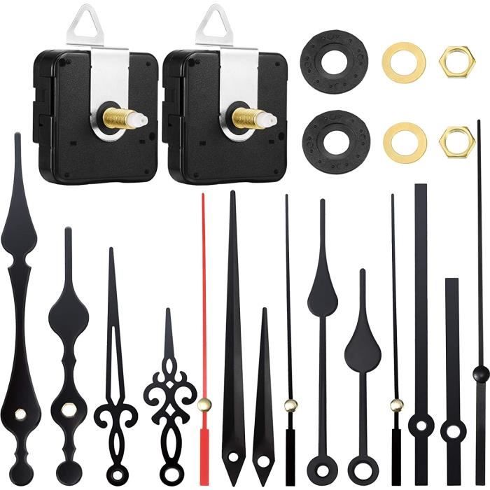 Kit Pièces Horloge Murale DOITOOL - Mécanisme Couple élevé + Aiguilles En Bois Massif - Remplacement Facile Pour Horloge à Piles - 10