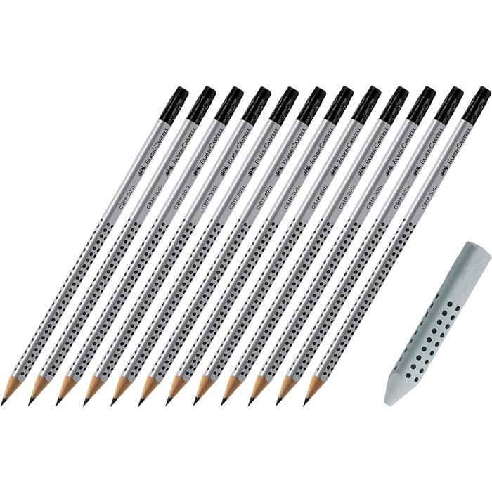 Faber-Castell Gomme Triangulaire Grip 2001 (3 X Gris), 187100, 187100