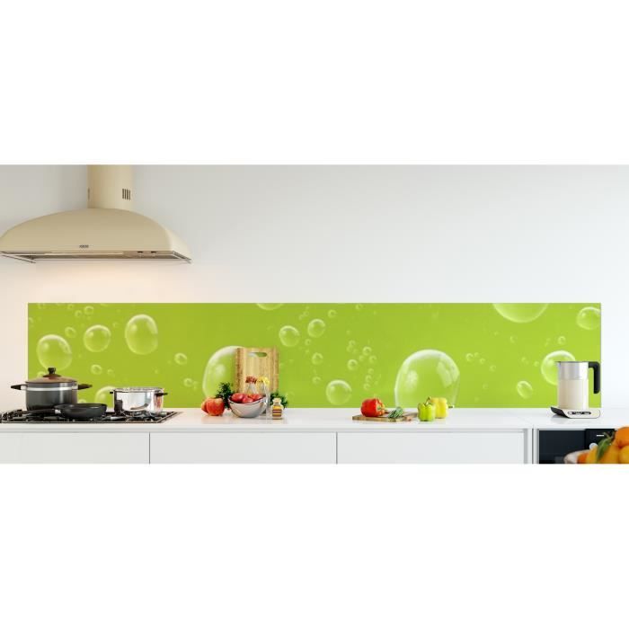 Credence De Cuisine Adhesive En Verre De Synthese Bulles D Air Fond Vert L 270 X H 50 Cm Achat Vente Credence Credence De Cusine Bulles Cdiscount