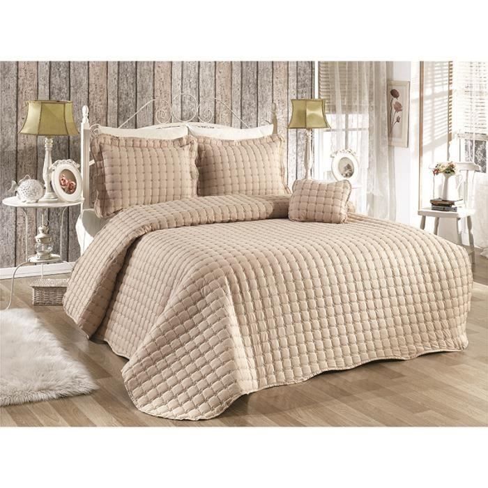 Couvre-Lit Léger Vialman Bouti Sofia 10 - 230x270 Cm - Coton Recyclé - Beige - Étoiles