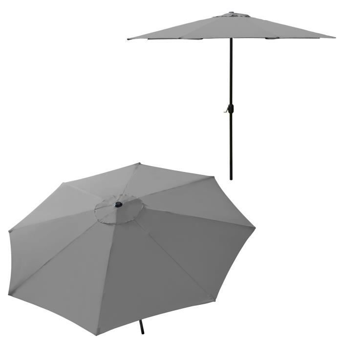Casa.pro parasol (Ø300cm)(gris)(aluminium) manivelle - parasol - parasol de marché - parasol de jardin - jardin