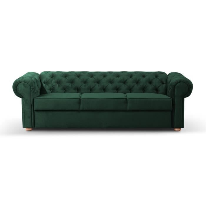 Canapé d'angle 3 places Tissu Chesterfield Relax