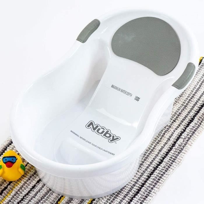 Nuby Baignoire Pour Bebe Avec Siege Integre Et Appuie Tete Doux Blanc Et Gris Cdiscount Pret A Porter