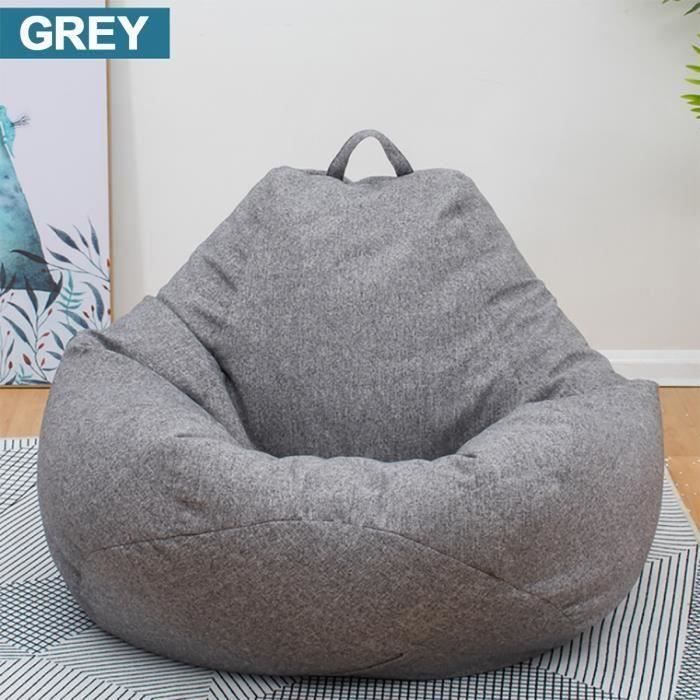 housse pouf poire housse sac chaise déhoussable coton canapé paresseux couverture gris 70x80cm