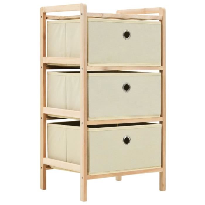 Étagère de rangement 3 paniers non tissés Bois de cèdre Beige - Jills