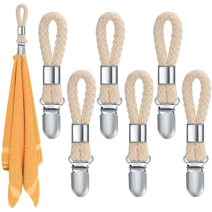 Pince à Serviette - 6 Pièces - Corde de coton - Clip de fer - Accessoires de salle de bain