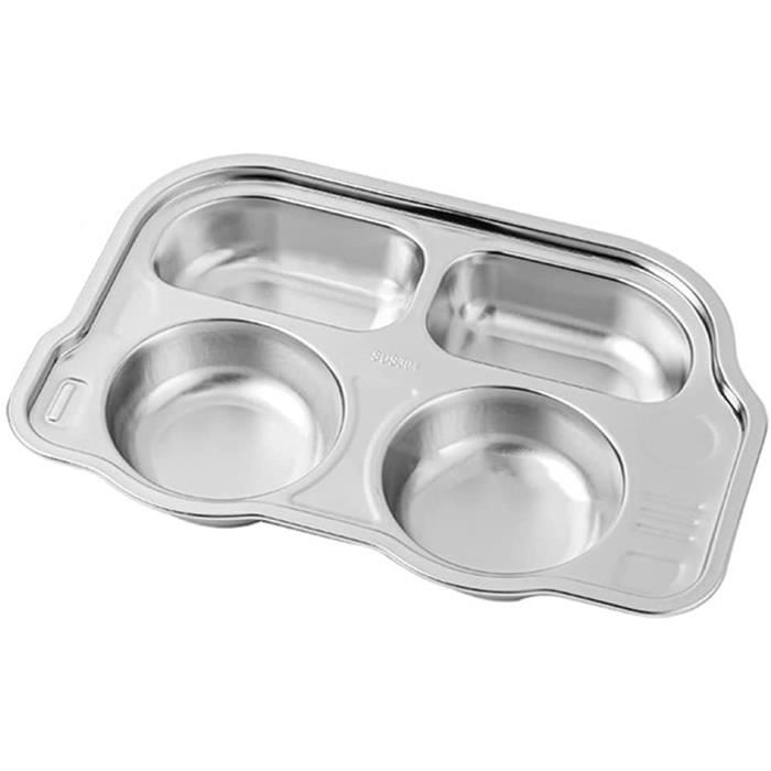 Assiette Compartiments Acier Inoxydable Forme Panda - 3 Sections Pour Enfants