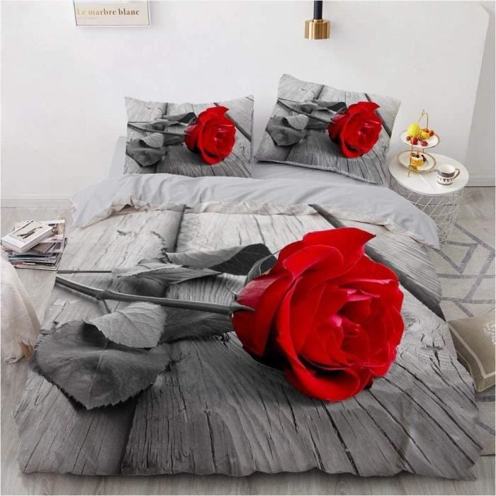 Couette bicolore 200x200 cm rose et grise 300g/m2