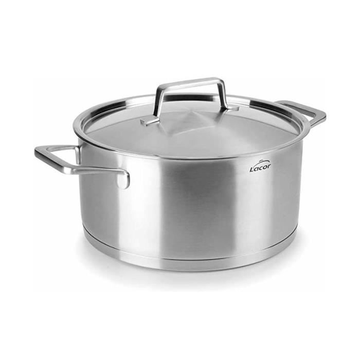 Casserole Haute Lacor 20 Cm - Inox 18/10, Fond Triple Sandwich, Compatible Tous Feux Dont Induction - 4 Litres